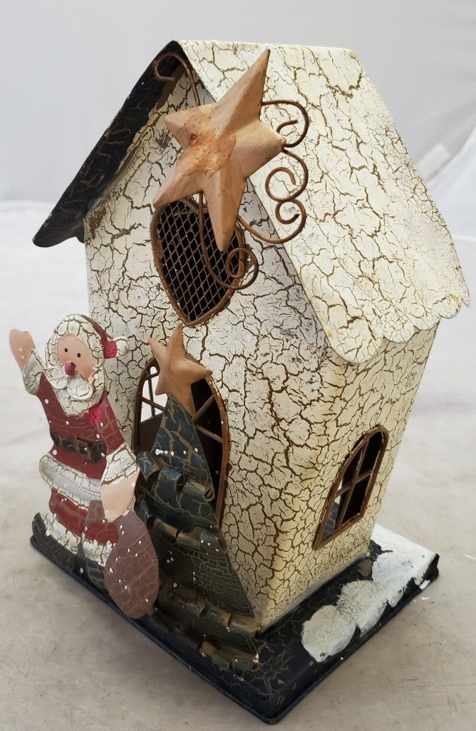 Metal Miniature Santa Claus House Adorable Candle Holder