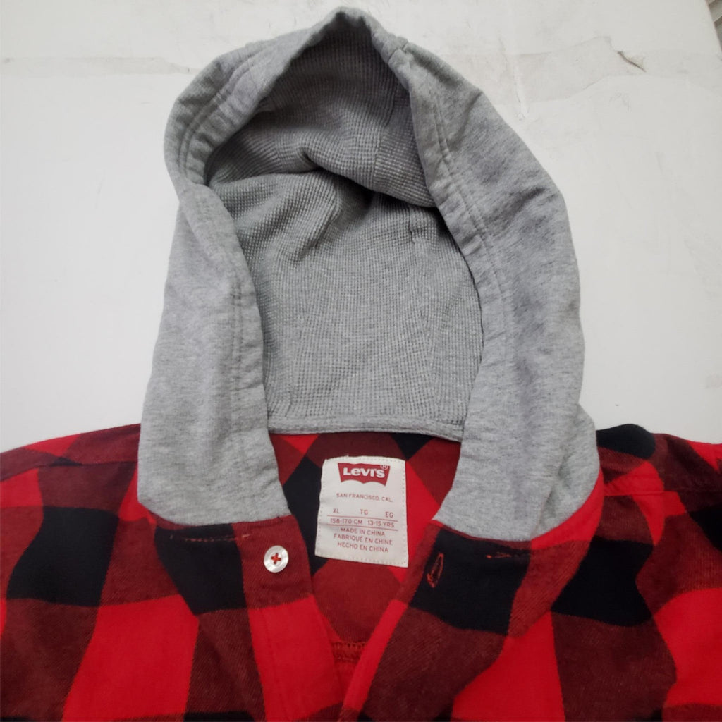 Levi's Women's Red Plaid Hoodie Long Sleeve Size XLarge