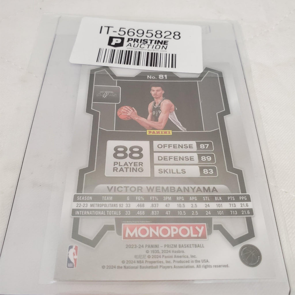 2023-24 Panini Prizm Monopoly Victor Wembanyama Spurs RC Rookie Card