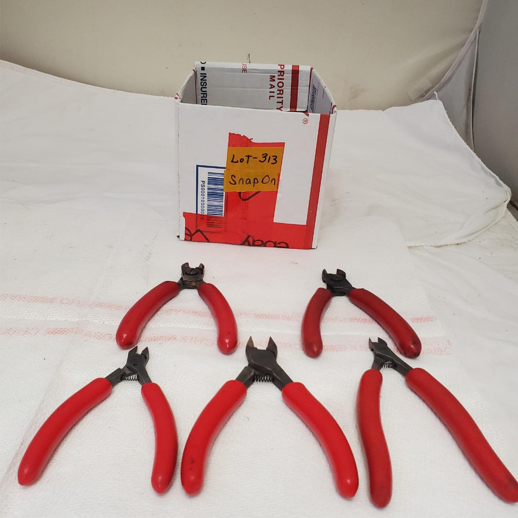 Lot of 5 Snapon Long Vector Edge Diagonal Cutters Pliers Red Soft Handle Lot-313