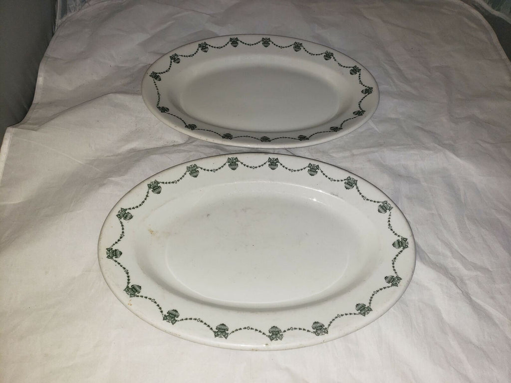 RARE Antique 1915 Mayer China Gem Pattern Plates 2 Piece Serving Platter Set