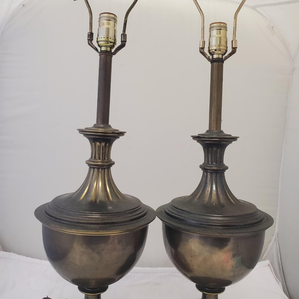 Lot of 2 Vintage Brass Urn Trophy Portable Table Lamp T