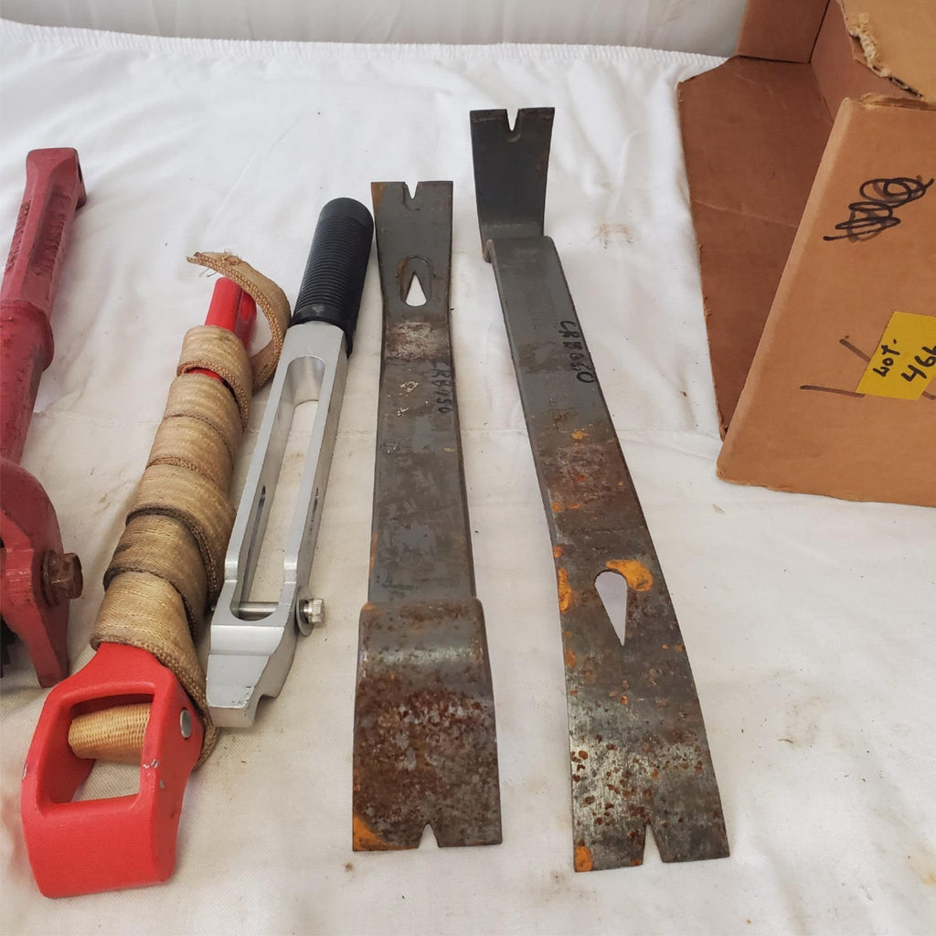 Lot of Crow Bar, Swivel Straight Knife, Grinding Wheel & Other Tools LOT 466