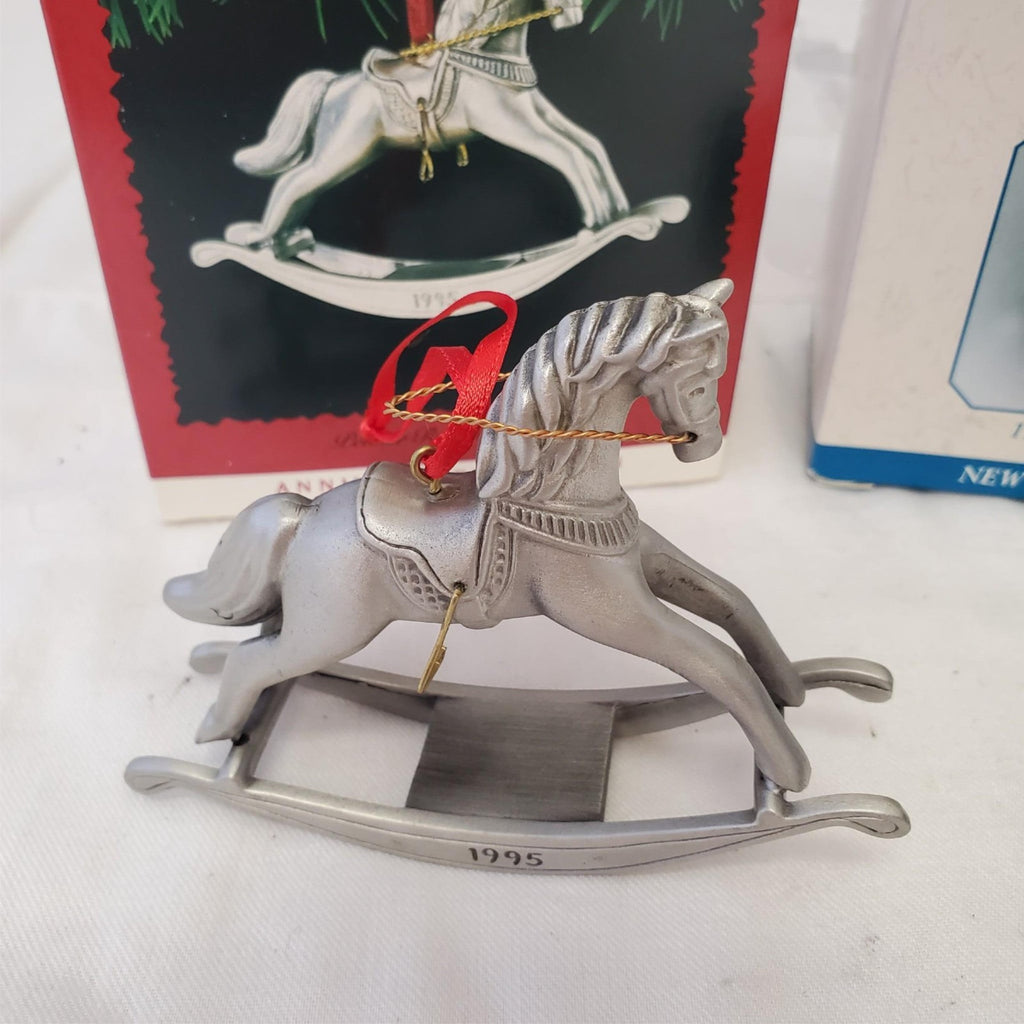Hallmark Keepsake Ornament 1931 Ford Model a Roadster & Pewter Rocking Horse