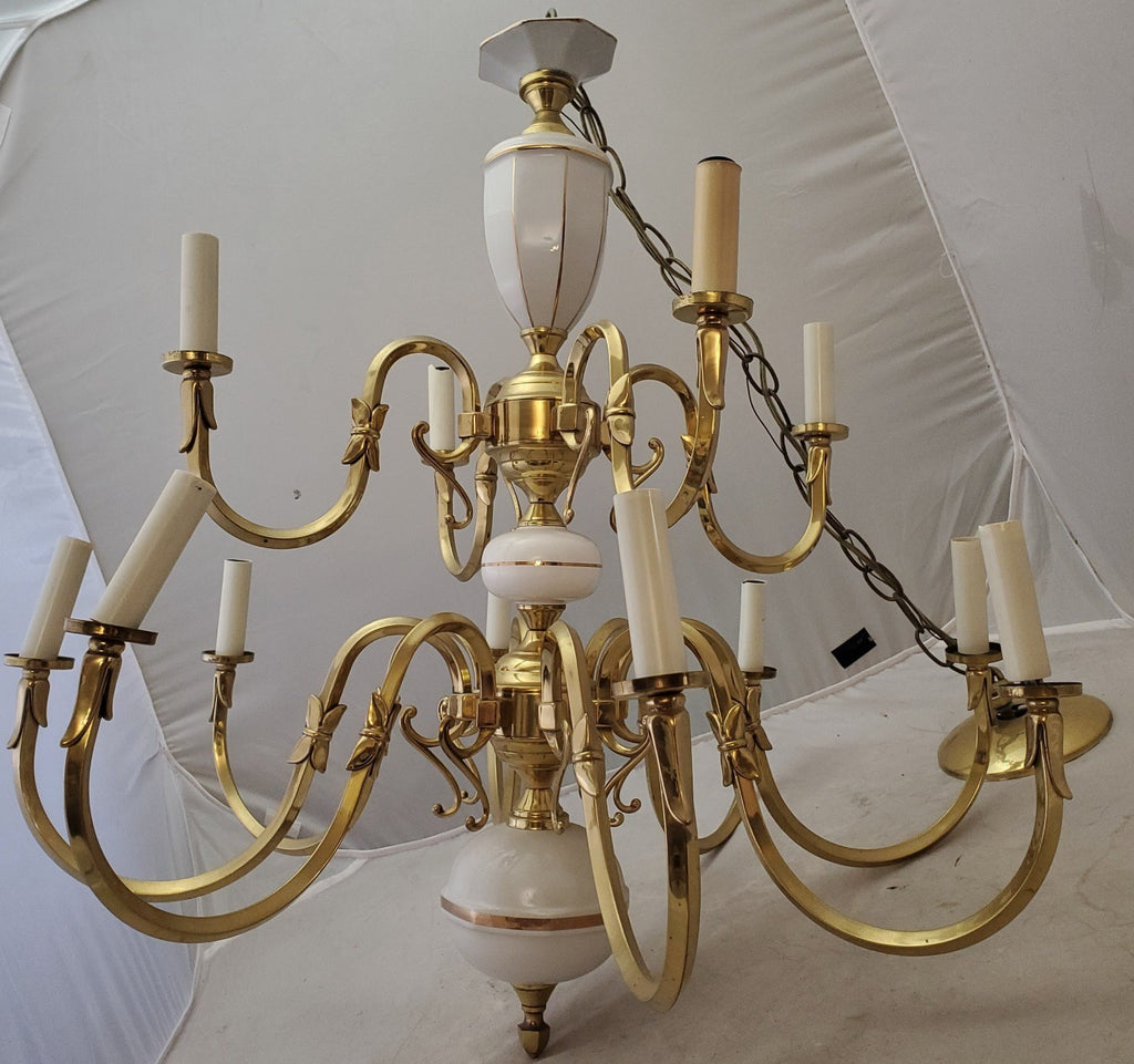 Vintage Incandescent Fixture Brass Candle Chandelier Hanging Lamp