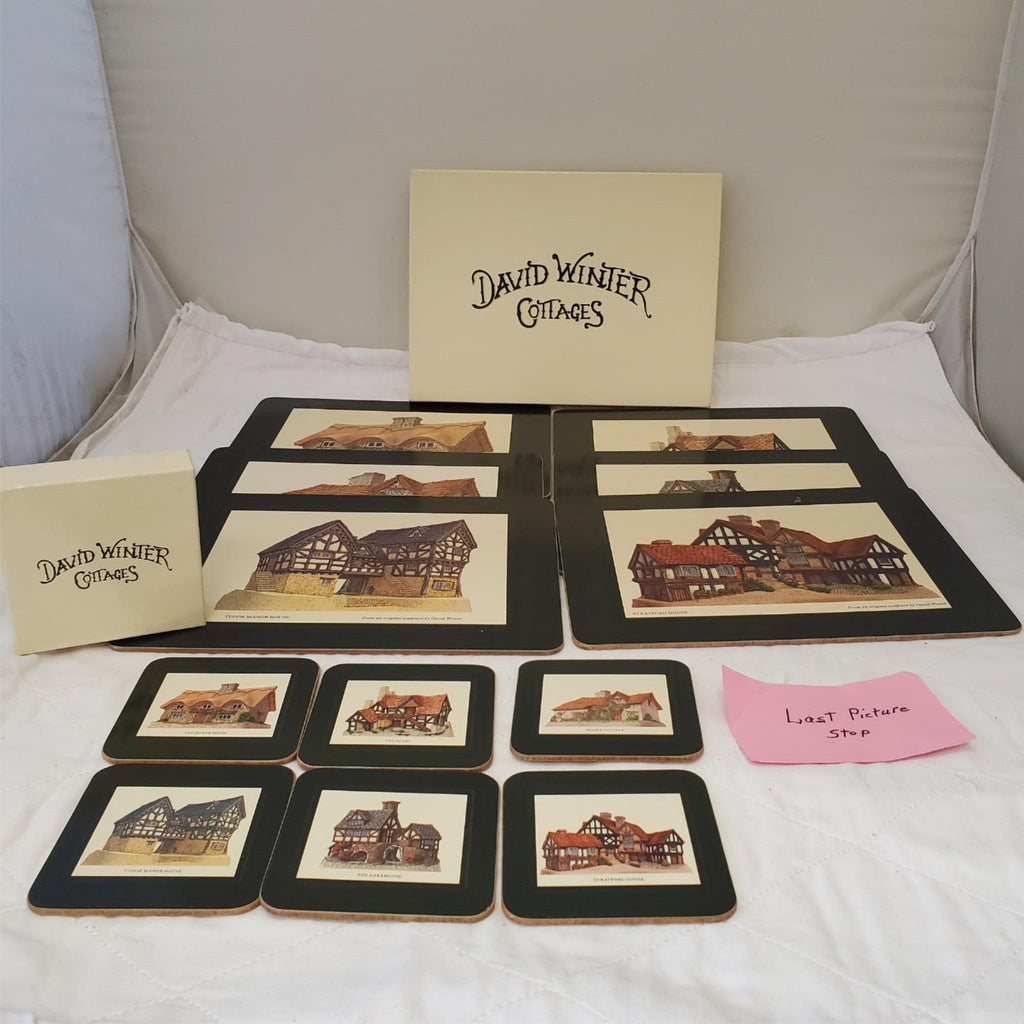 David Winters Cottages Table Mats & Coasters Set of 6 Cork Back