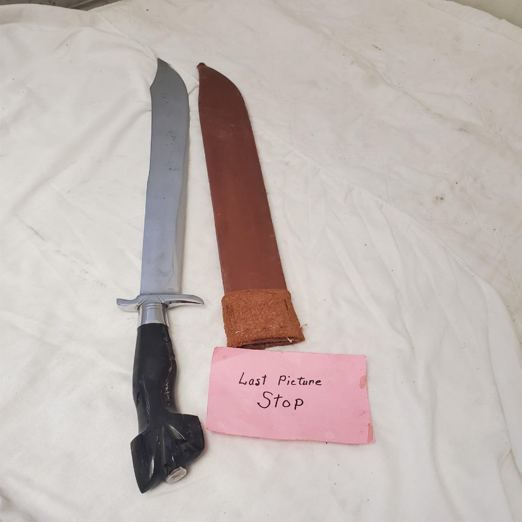 D2 Tool Steel Custom Sword Knife Hunting Machete with Leather Sheath