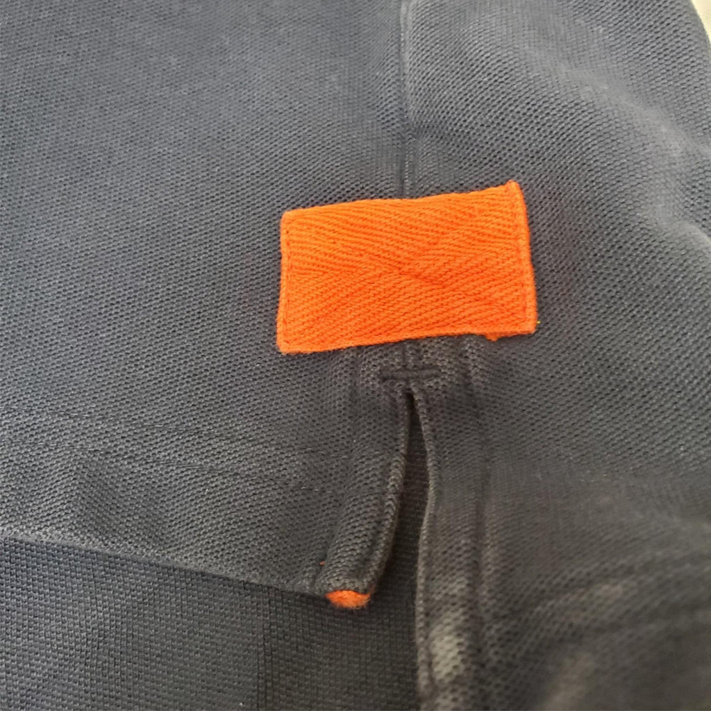 Orvis Men's Blue Short Sleeve Size L-T Polo Shirt with Orange Collar