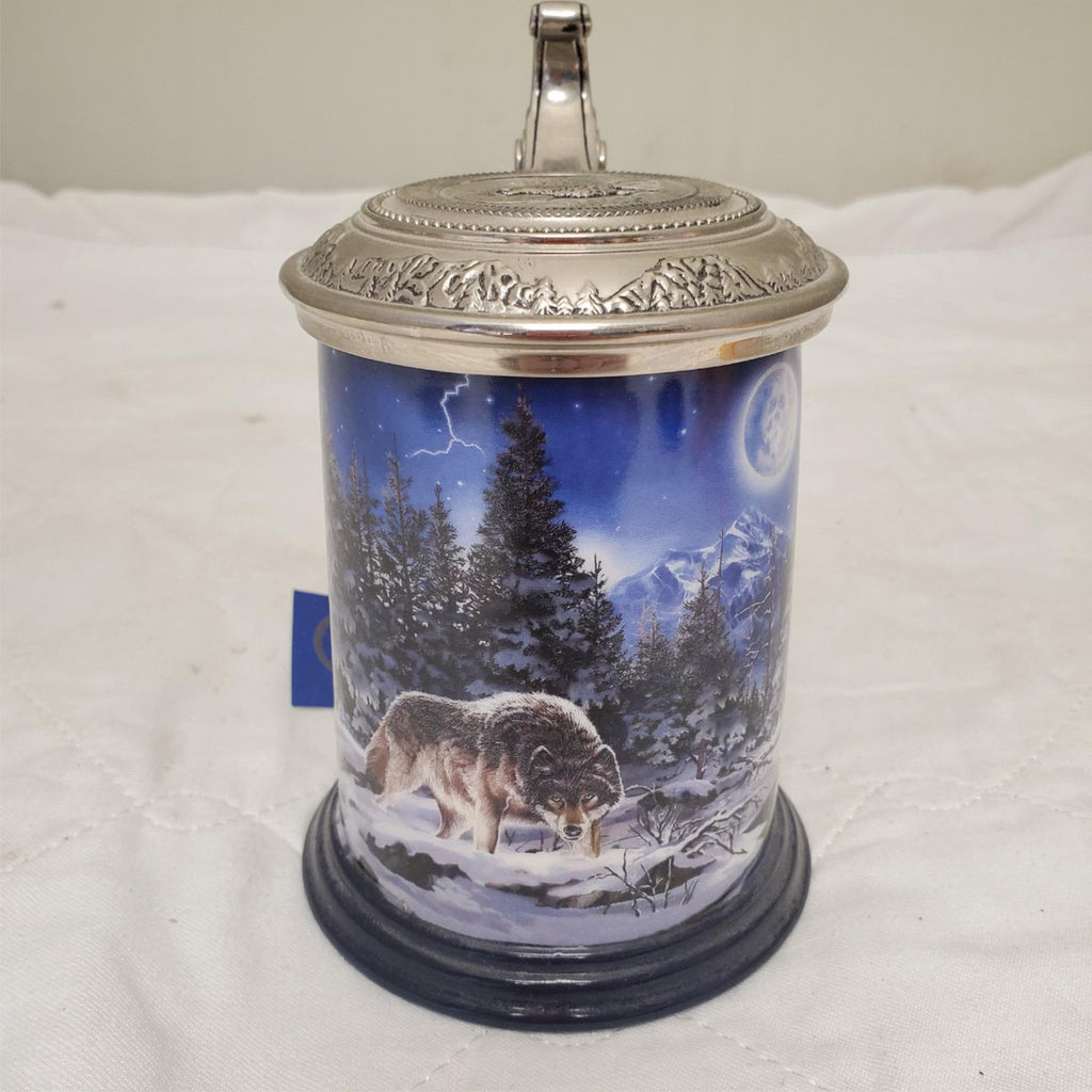 The Franklin Mint Wolf Center Call of The North Tankard Collector Stein