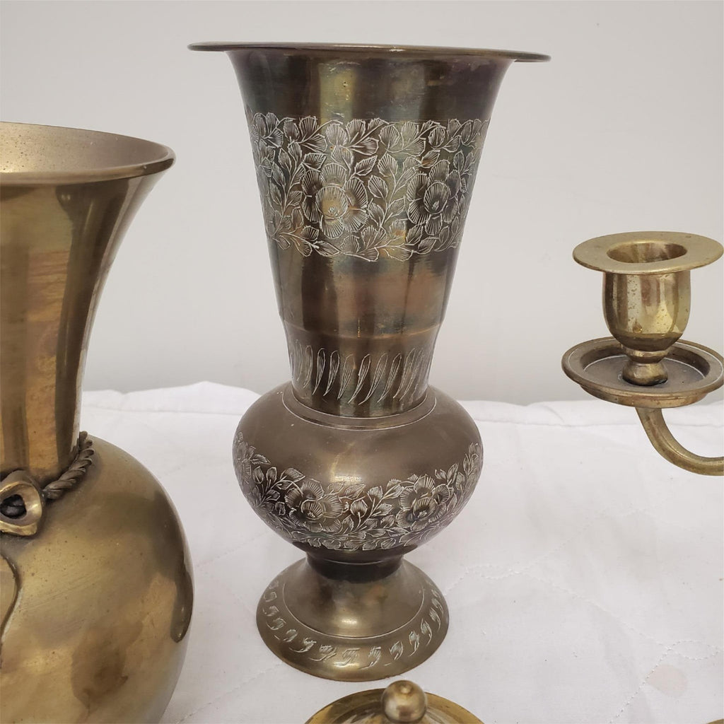 Antique Brass Vase and Baldwin Vintage Solid Brass