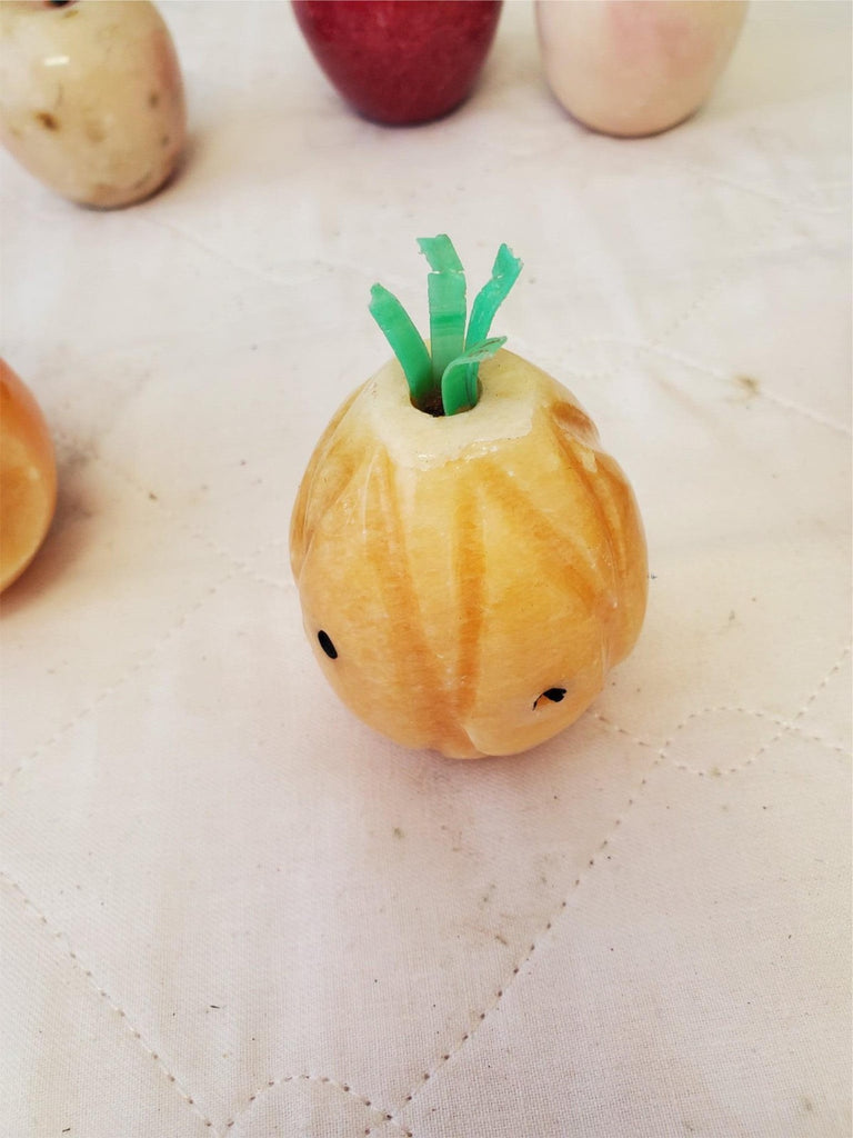 Lot of 9 Vintage Italian Alabaster Stone Marble Fruit & Veggies Art Pieces