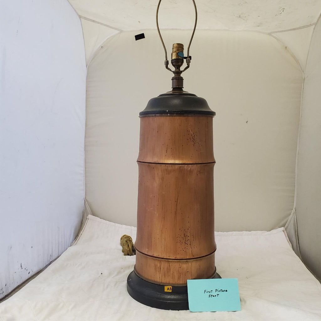 Vintage Brass & Wooden Table Lamp A5