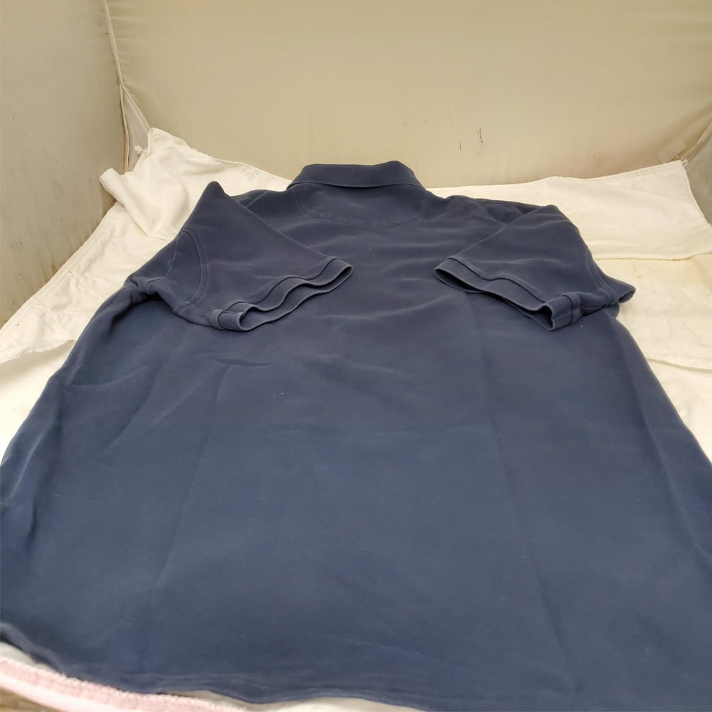 Orvis Men's Blue Short Sleeve Size L-T Polo Shirt with Orange Collar