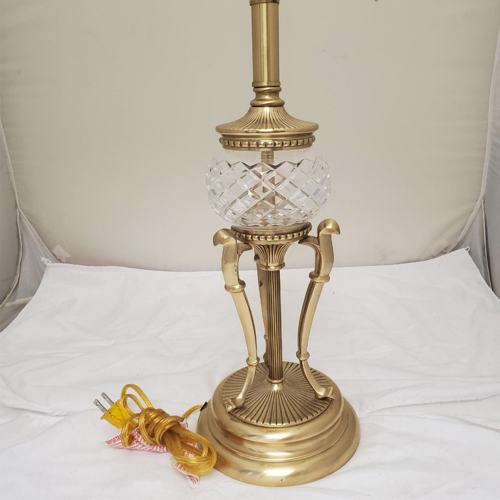 One Vintage Bombay Company Crystal and Brass Table Lamp
