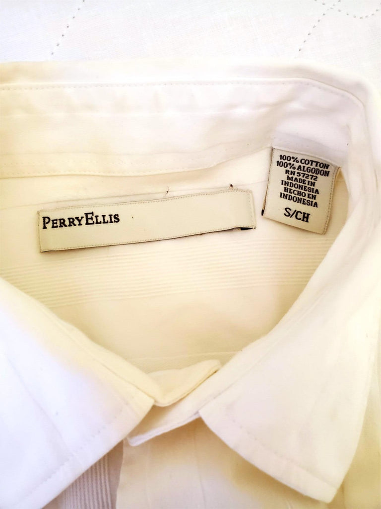 Perry Ellis White Men's Long Sleeve Dress Shirt