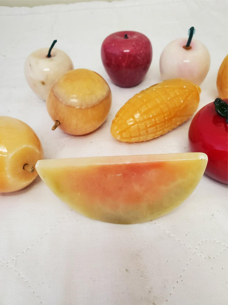 Lot of 9 Vintage Italian Alabaster Stone Marble Fruit & Veggies Art Pieces