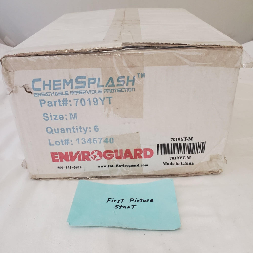 Lot of 6 Chemical Splash 7019YT Disposable Coverall with Hood & Boot