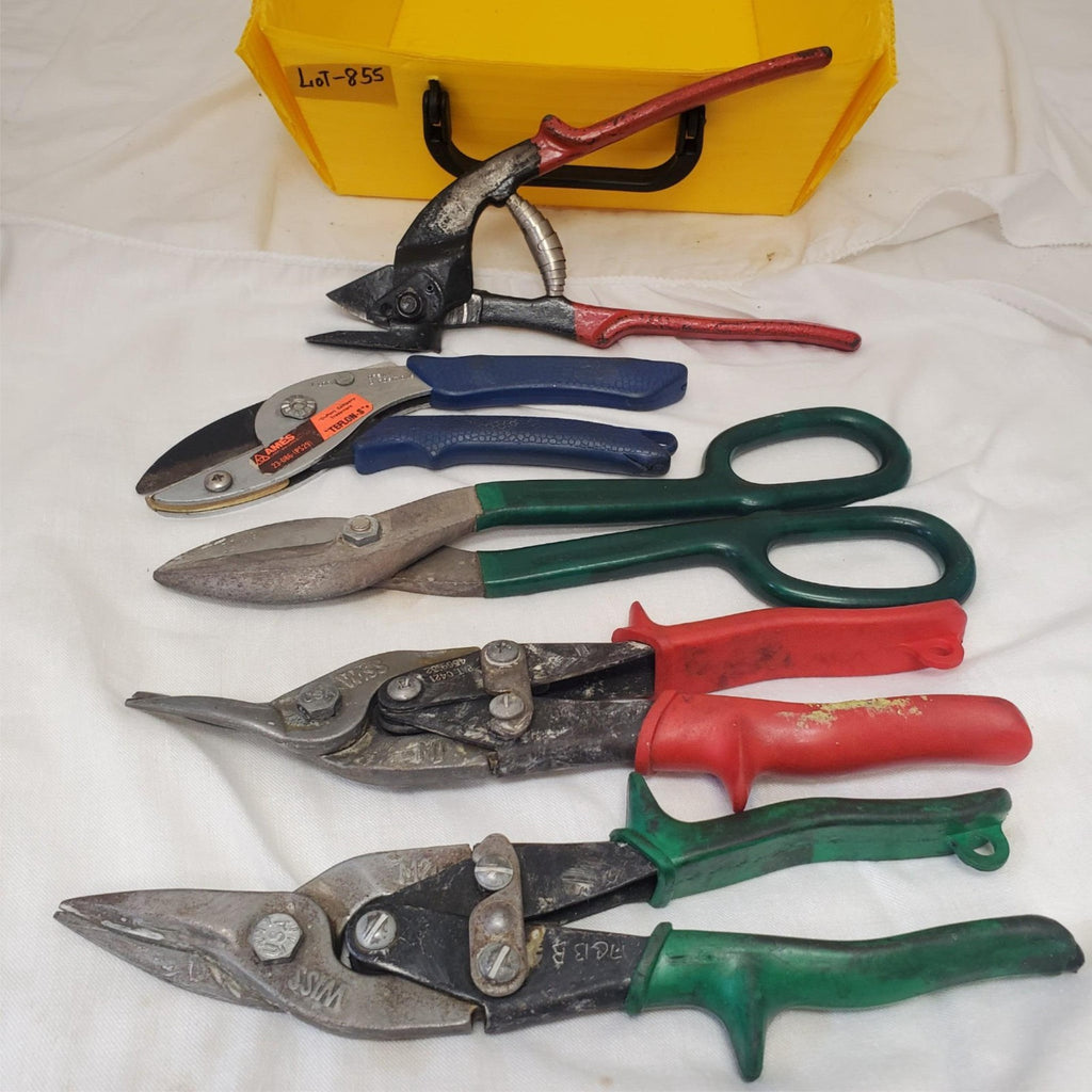Lot of 5 Metal Snips Shears Pruners Tin Cutting Tools LOT-855