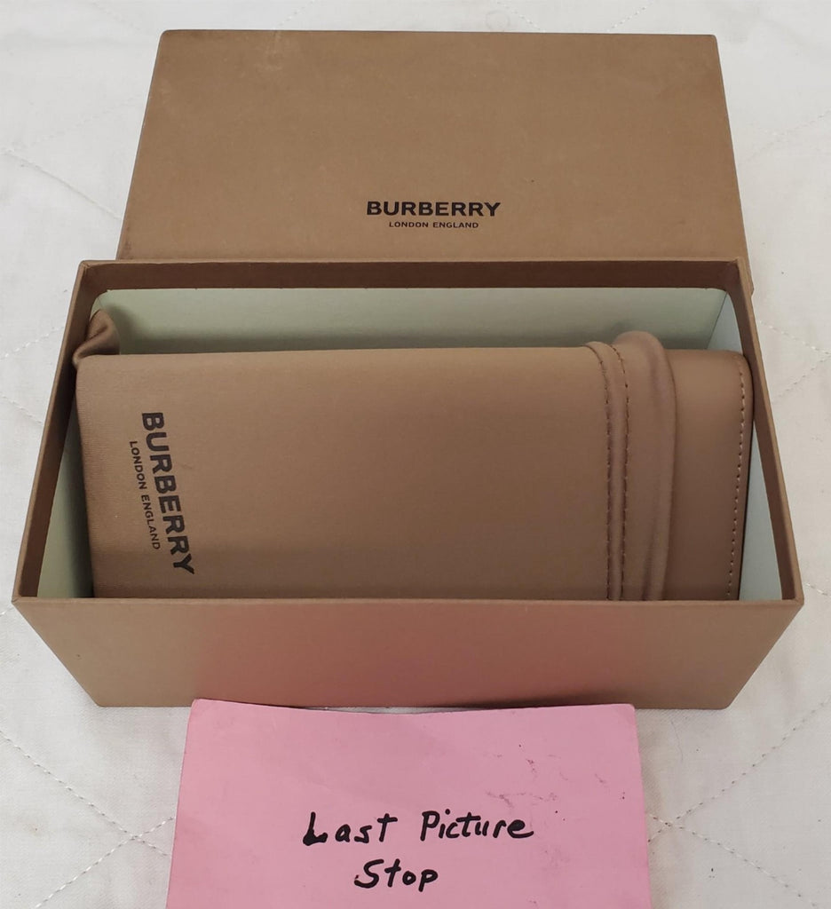 Burberry Brown Leather Sunglasses Case with Microfiber Cloth
