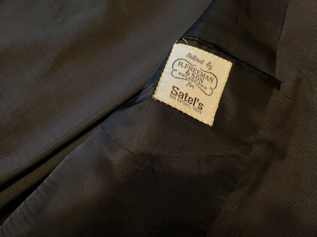 Vintage H Freeman & Son Philadelphia Satels San Antonio Black Checked Sport Coat