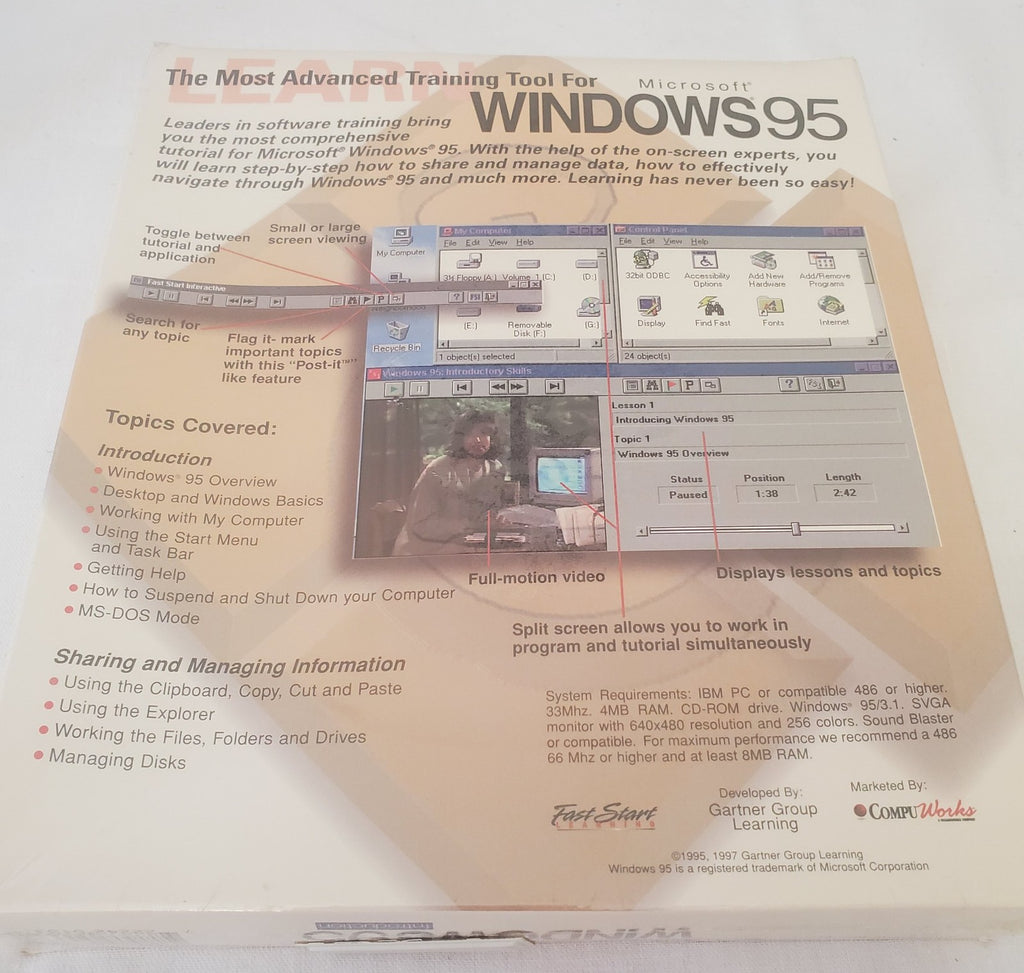 Vintage 1995 Learn Windows 95 Introduction by CompuWorks