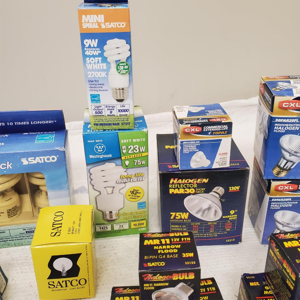 Lot of Multi Brand Assorted Light Bulbs Reflectors