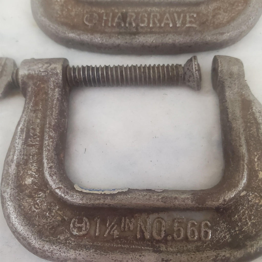 Lot of 6 Hargrave 1 1/4 Heavy Duty Metal C-Clamps Hand Tools LOT-698
