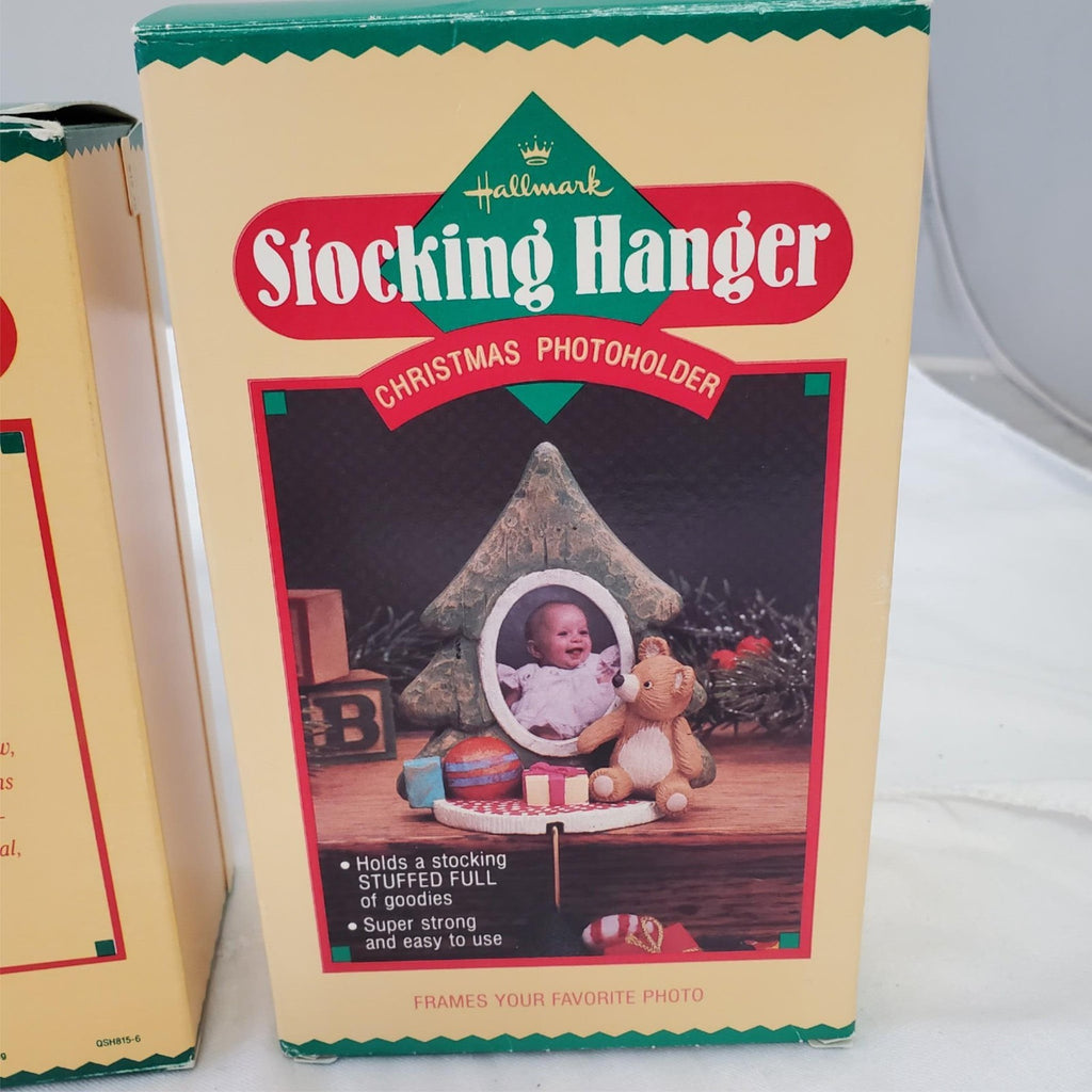 Lot of 2 Hallmark Christmas Stocking Hanger Photo Holder