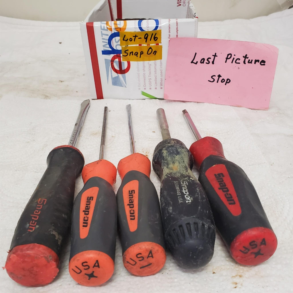 Lot of 5 Snap on Flathead Phillips Head Soft Grip Screwdrivers LOT-916