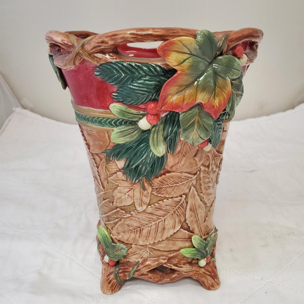 10" Fitz & Floyd Classic Vase Christmas Lodge Footed Centerpiece