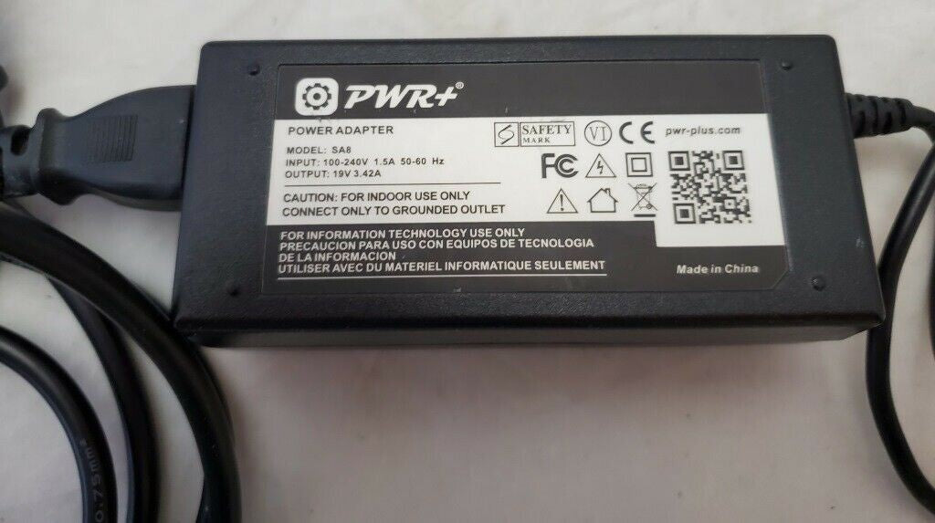 PWR+ Power Supply Adapter Charger Model SA8 for PC Laptop Notebook 100/240V 60Hz