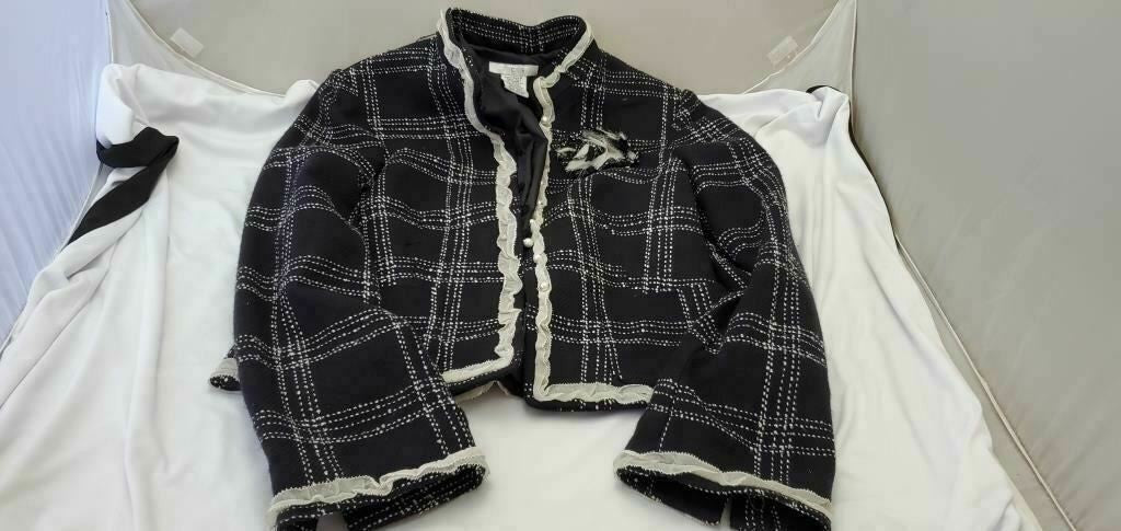 I.C.E. Blazer Woman's Long Sleeve Jacket Casual Coat White Black Size 8