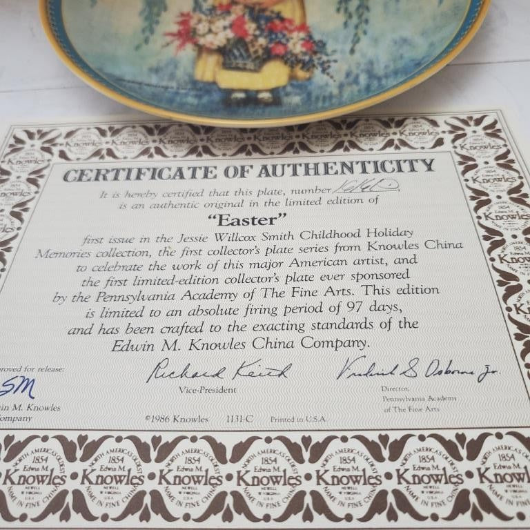 Vintage Edwin Knowles "Easter" Collector Plate. Jessie Willcox Smith