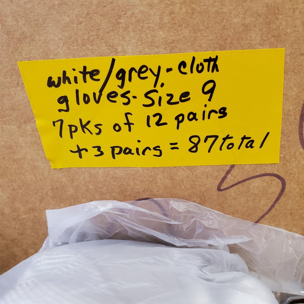 Lot of 87 Pairs FlexTech Assorted White & Grey Hand Gloves Size 9 