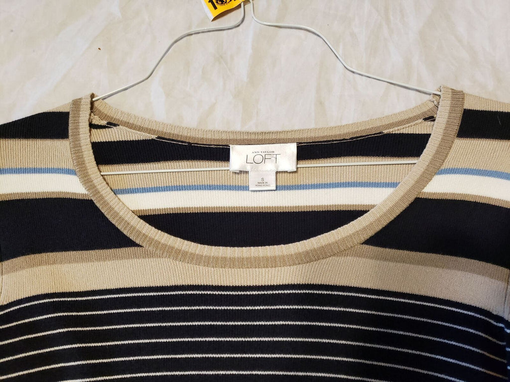 Ann Taylor Loft Womens Striped Multicolor Round Neck Pullover Size Small Sweater