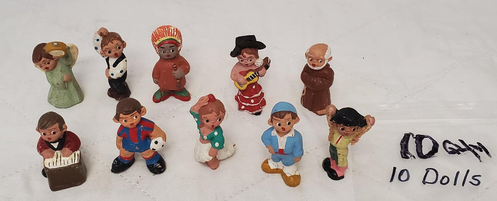 Lot of 10 Vintage Terra Cotta Spanish Mud People Figurines