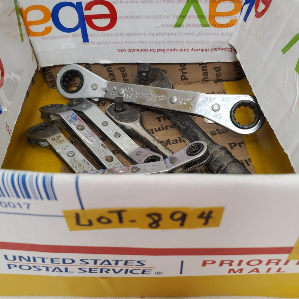 Lot of 7 Double Box End Reversible Ratchet Wrenches & Drive Ratchet Set LOT-894