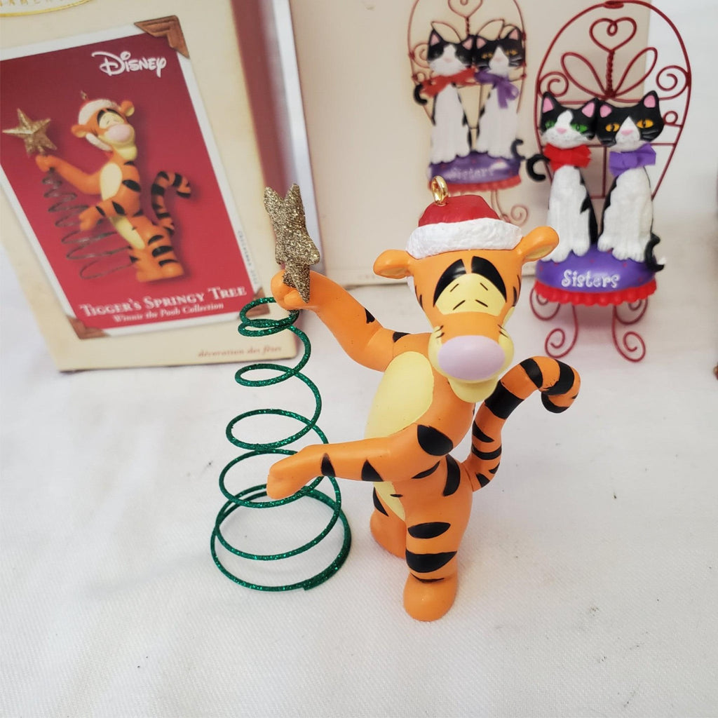Lot of Hallmark Keepsake Tiggers Springy Tree,Clownin Around & Sisters Ornaments