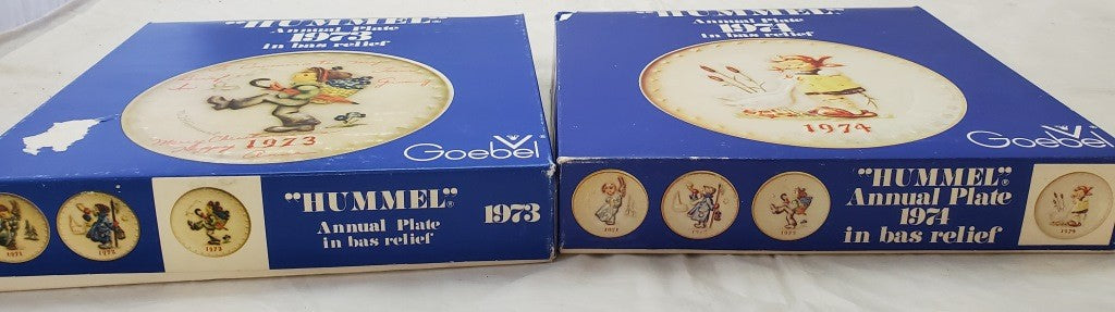 Two Original M.J. Hummel Annual Plate 1974 In Bas Relief Western Germany