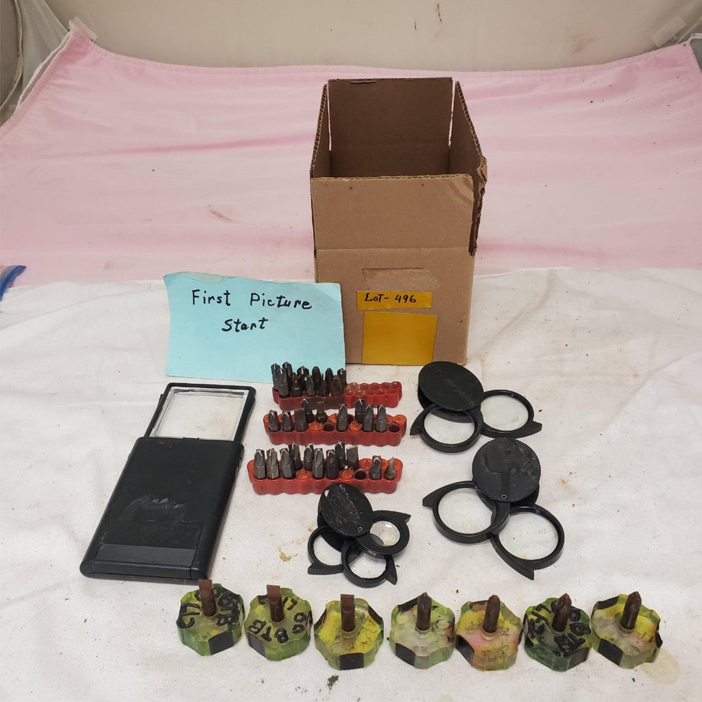 Lot of Screwdriver Bits and Magnifying Tools