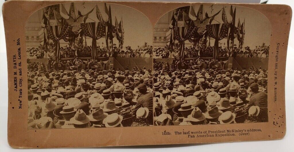 1901 President McKinley, Funeral Procession Cleveland White House Stereoview