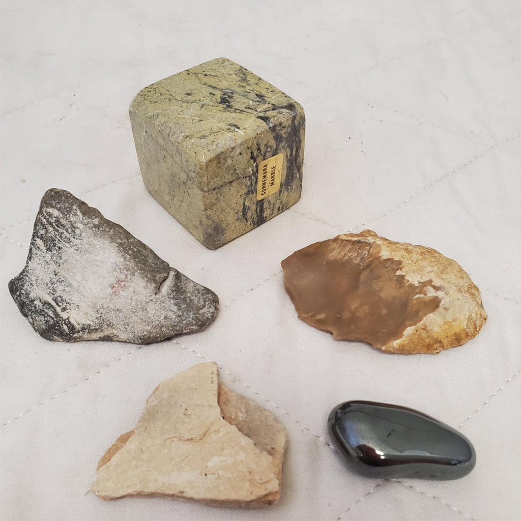Collection of Connemara Marble, Petrified Wood, Hematite Stone & Other Stones