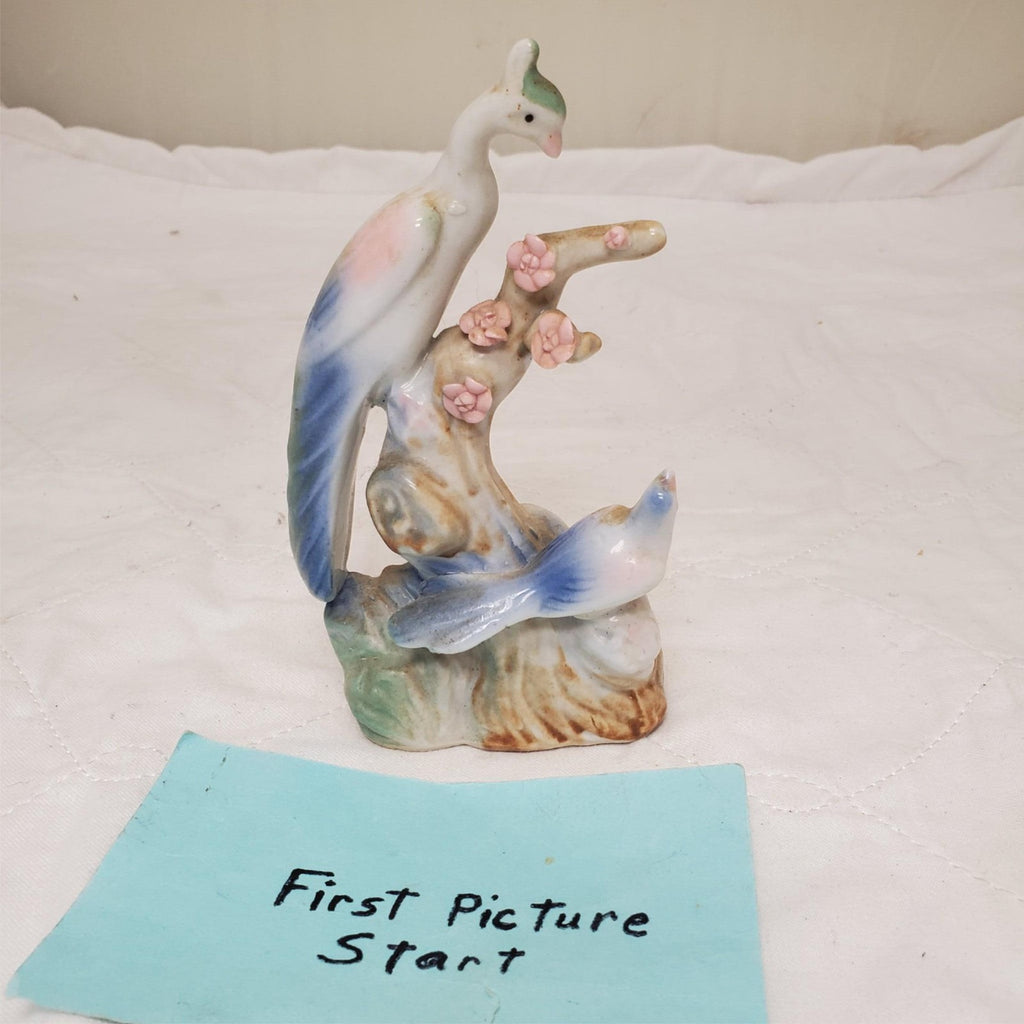 Ceramic Peacocks On Floral Pastels Branch Figurine 