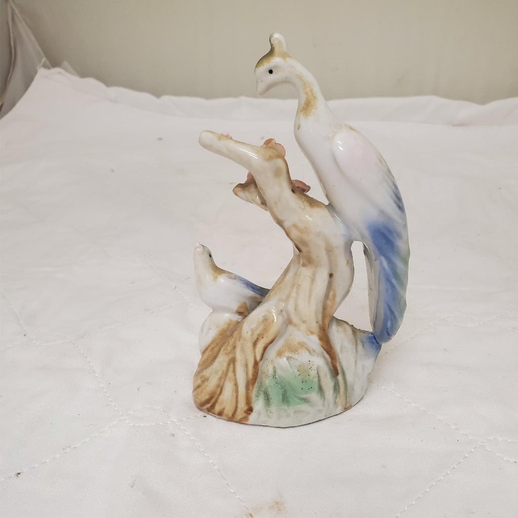Ceramic Peacocks On Floral Pastels Branch Figurine 