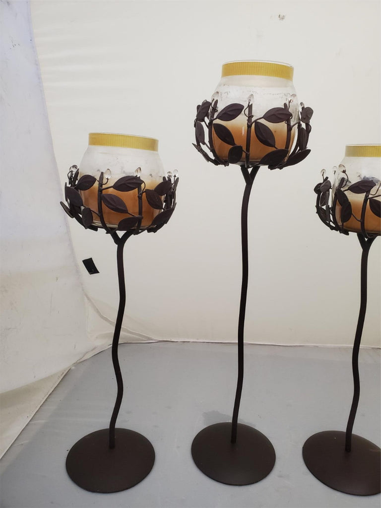 Lot of 3 Matte Metal Tree Candle Stand For Decoration