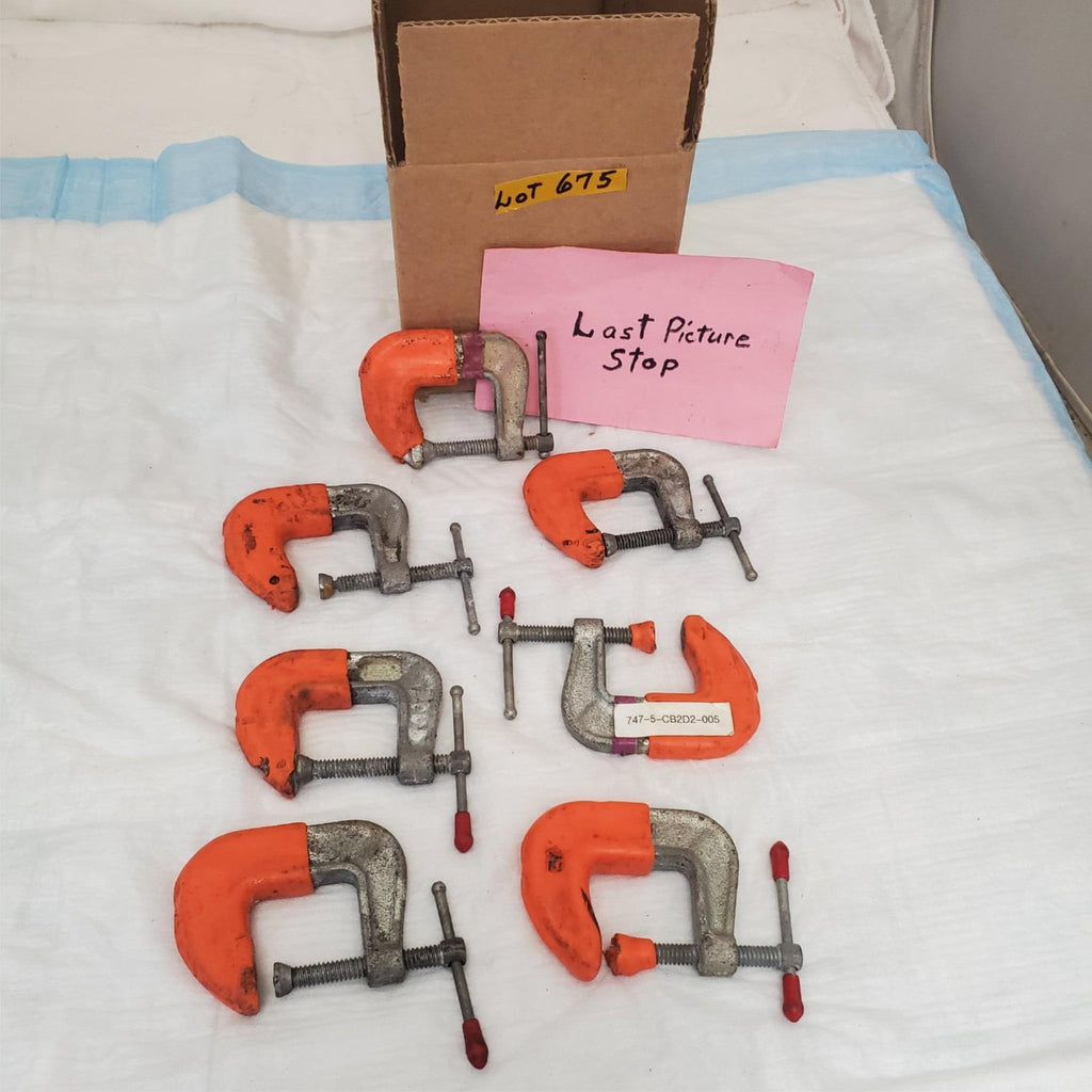 Lot of 7 Iron Frame Adjustable C-Clamp LOT-675