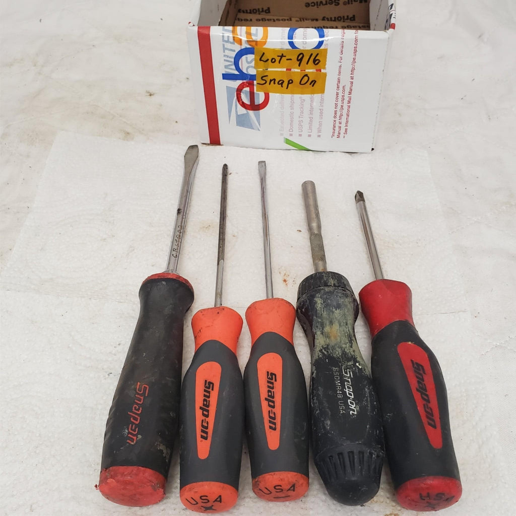 Lot of 5 Snap on Flathead Phillips Head Soft Grip Screwdrivers LOT-916