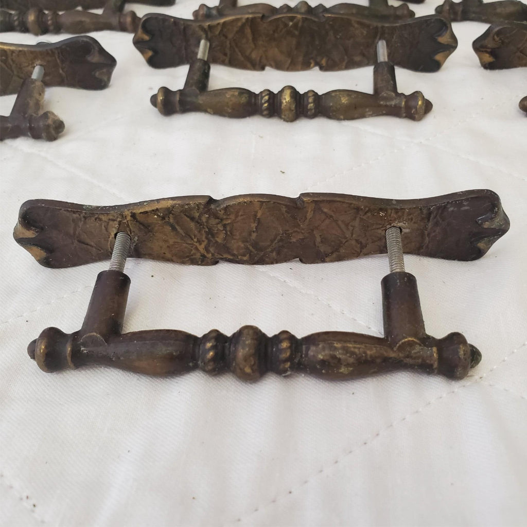 Lot of 10 Vintage Brass Amerock Carriage Cabinet Drawer Pulls w/ Back Plates #3
