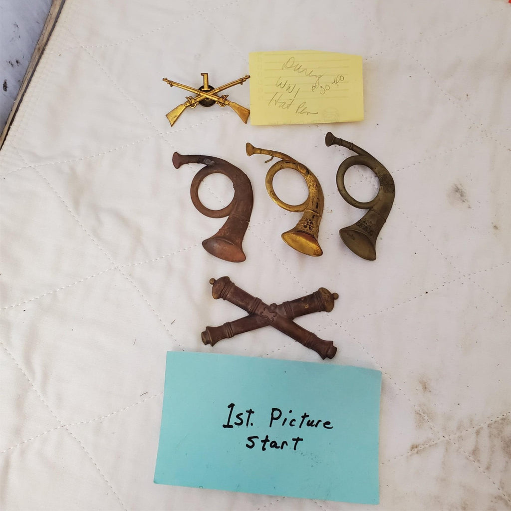 Lot of 5 Union Kepi Cap Badge, Vintage Crossing Rifles Guns and Crossing Cannons