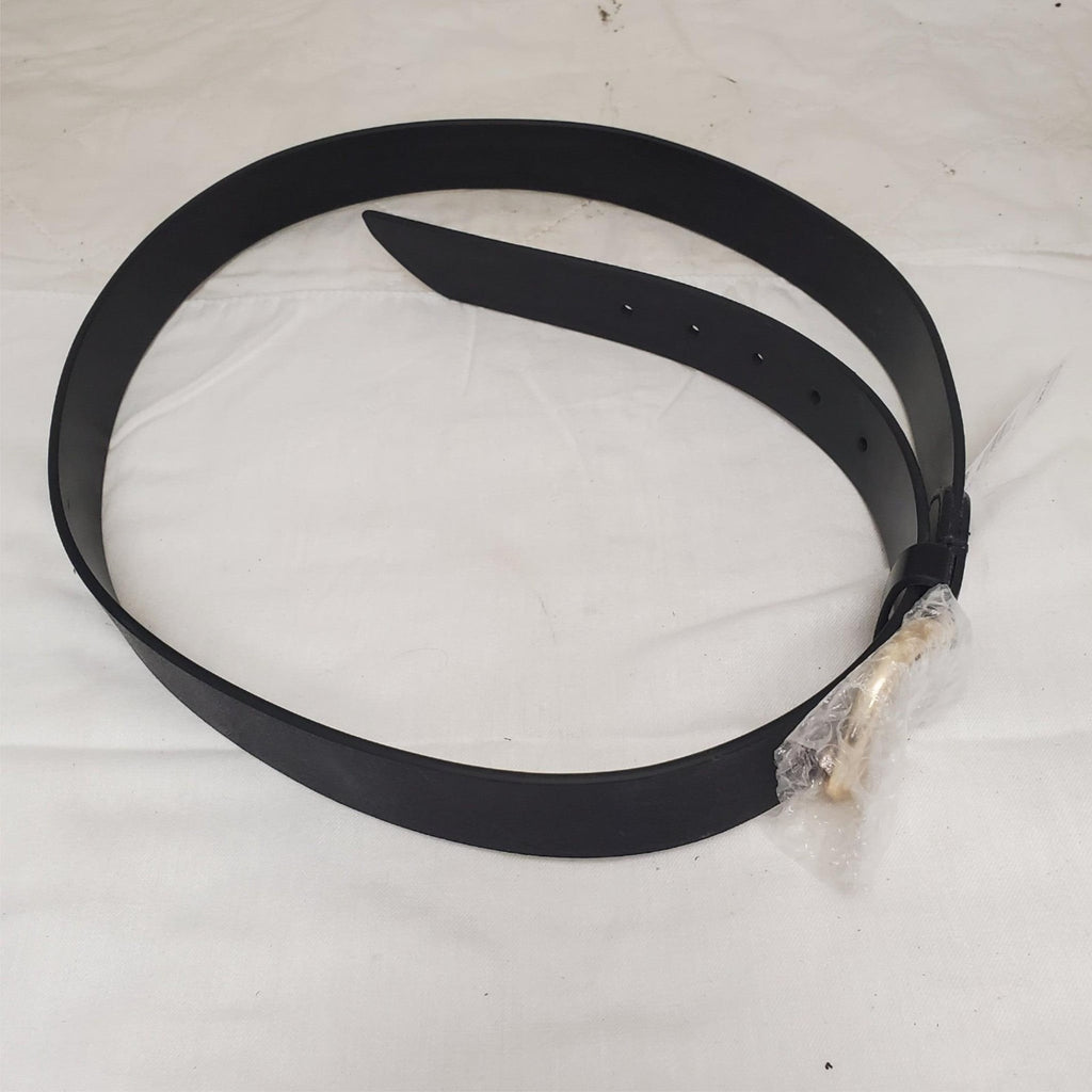 Womens Black XL Belt With Gold Buckle